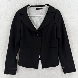 Sandro Ferrone Blazer Womens 42 Black Stretch Tailored Jacket Made In Italy